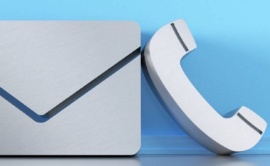 an icon image of an envelop and a telephone