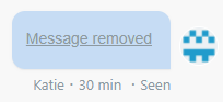 A hyperlinked message showing that a message has been deleted