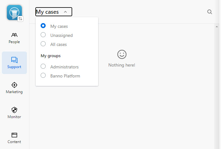 Filter options in Banno Support