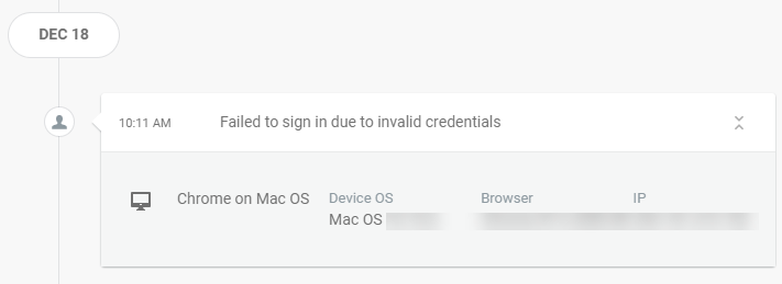 Message: Failed to sign in due to invalid credentials