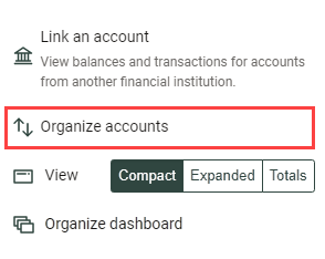 Organize accounts button.