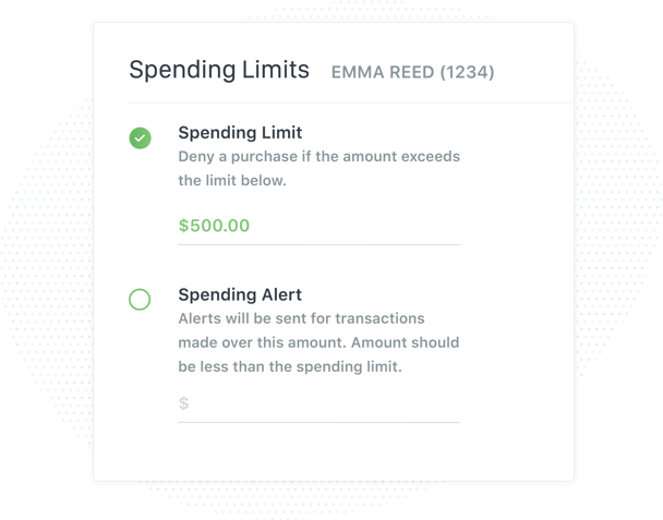 Control card spending limits