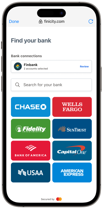 A mobile device prommpting users to select their bank.