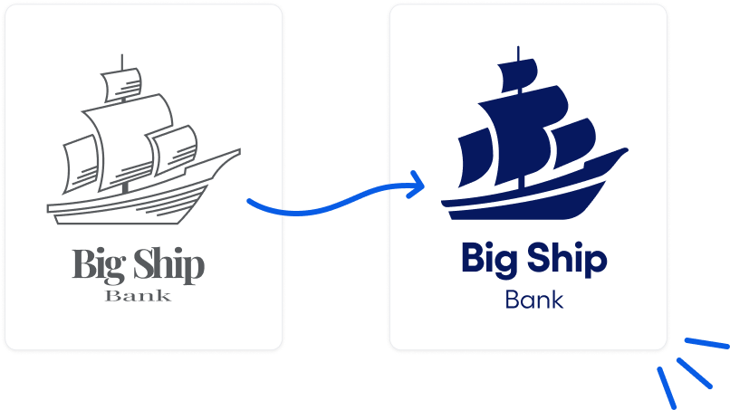 Big Ship logo enhanced with simplified styles and fresh color. 