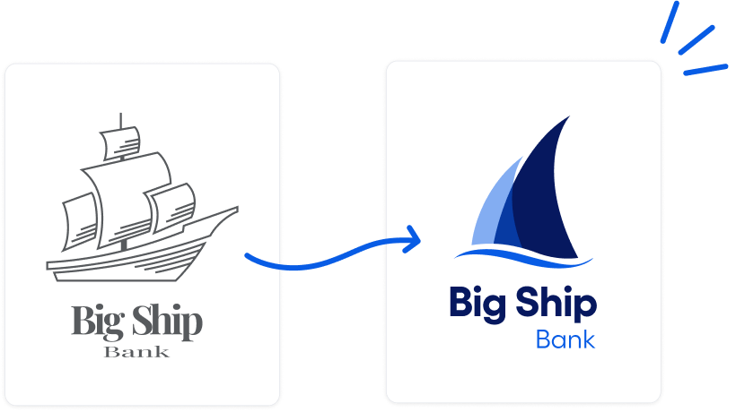 Big Ship logo reimagined with simplified shapes and color. 