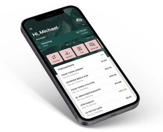 Product screenshot of Banno's mobile banking app