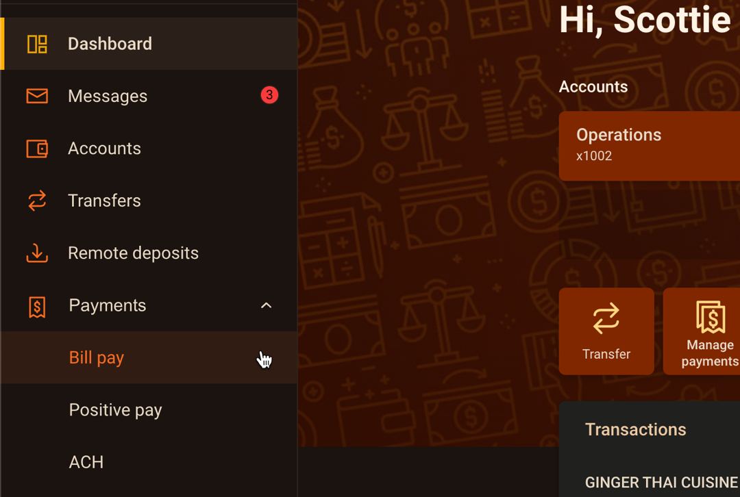 Screenshot of Banno's recently updated Payments navigation buttons.