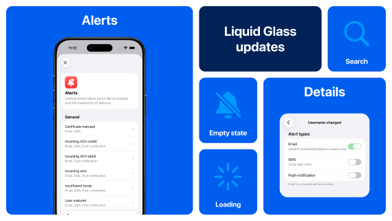 Collage of UX elements for Banno Mobile 3.32.