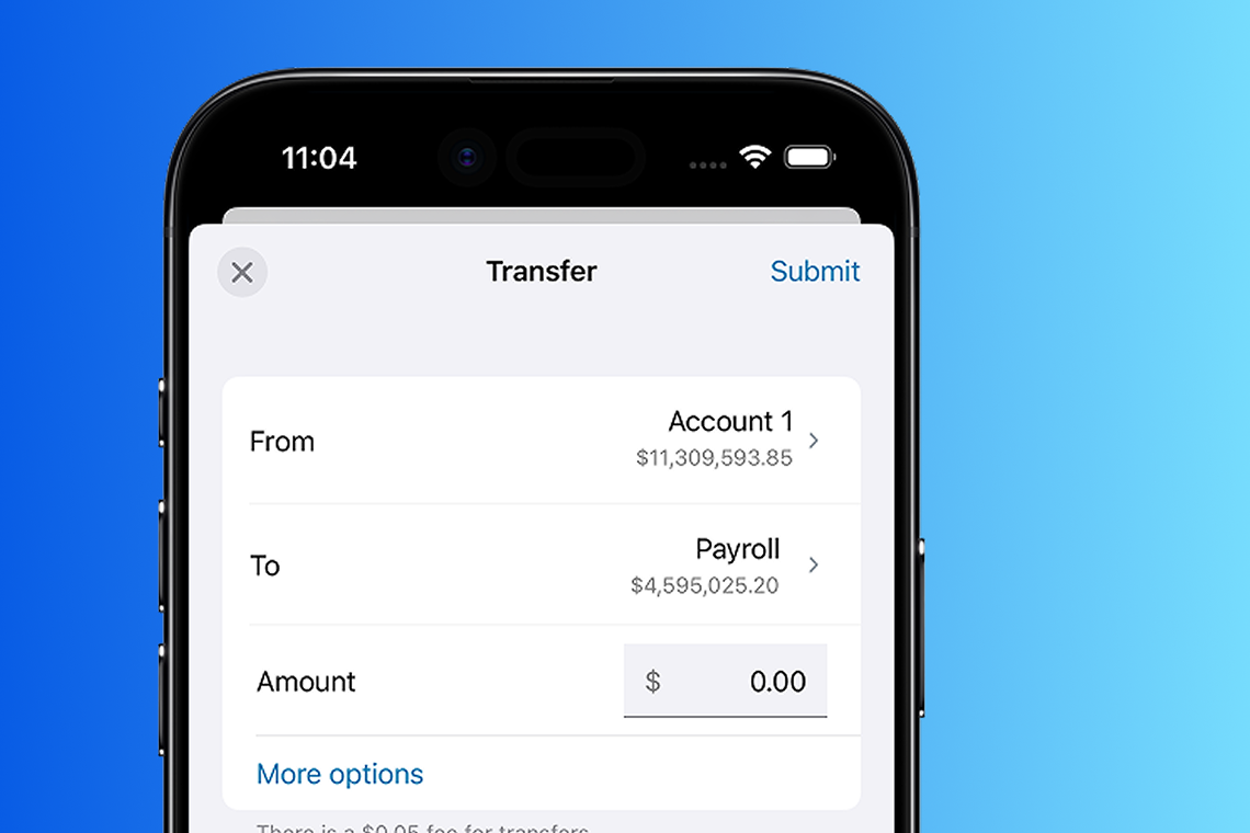Preview of the Transfer screen design slated for release with Banno Mobile 3.32.