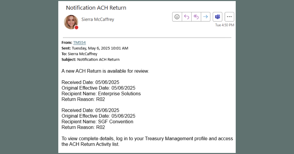 ACH Notification of Change and ACH Return Notices