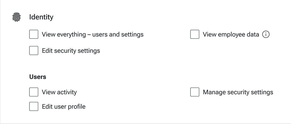 New Identity App Permissions